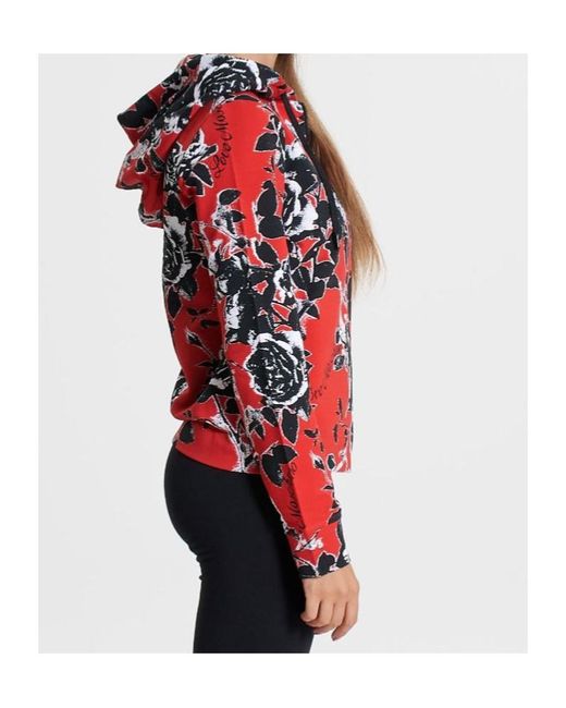 Moschino Red Printed Hooded Casual Jacket