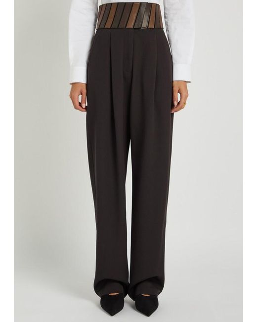 Alaïa Black Panelled Belted Wool Trousers