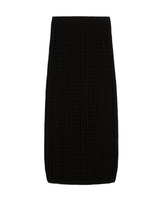 Max Mara Black Open-Knit Cotton Skirt