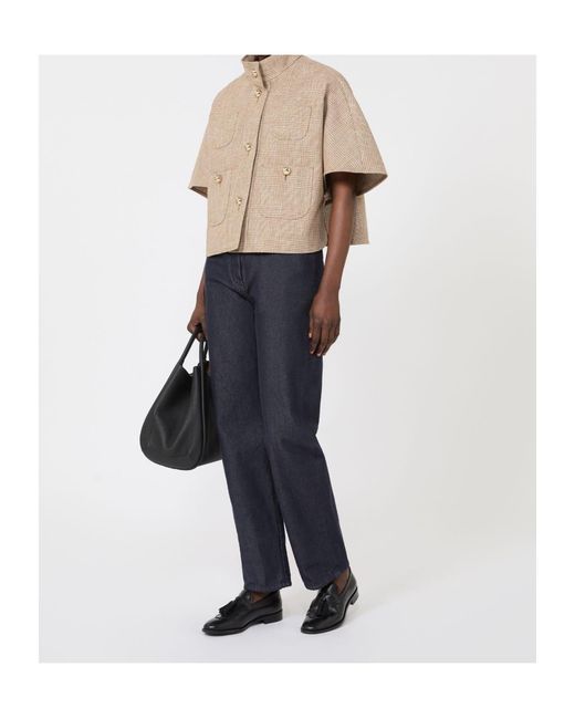 Max Mara Natural Button-Up Short-Sleeve Shirt