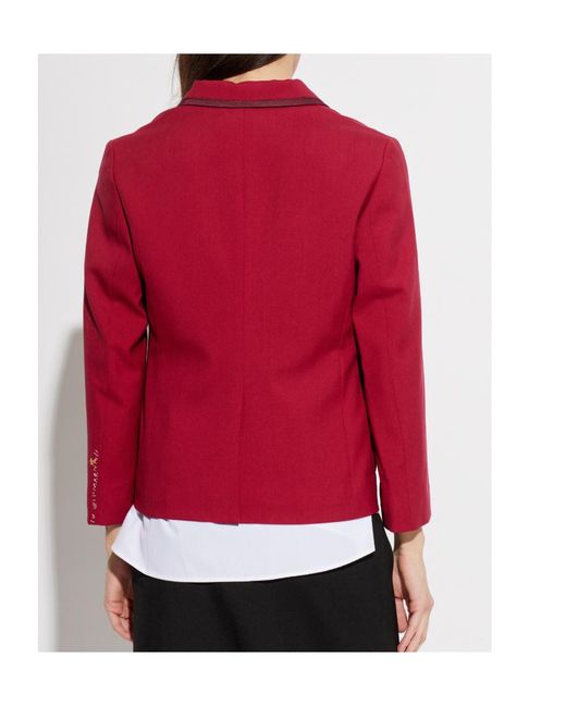 Marni Red Single-Breasted Cropped Blazer