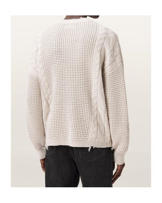 AllSaints White Tenter Crew Jumper for men