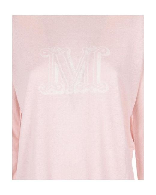 Max Mara Pink Logo Jacquard Pullover