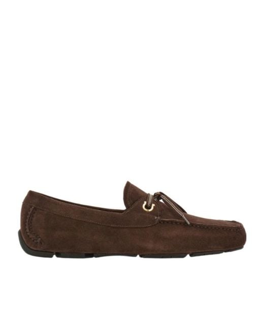 Ferragamo Brown Laced Driver for men