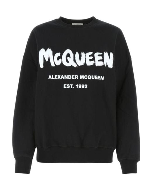 McQueen Black Logo-Print Long-Sleeve Sweatshirt