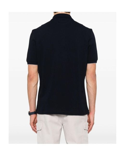 Brunello Cucinelli Black Logo Detailed Short-Sleeved Polo Shirt for men