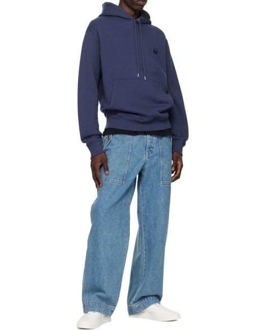 Maison Kitsuné Blue Long-Sleeved Hoodie Hoodie for men