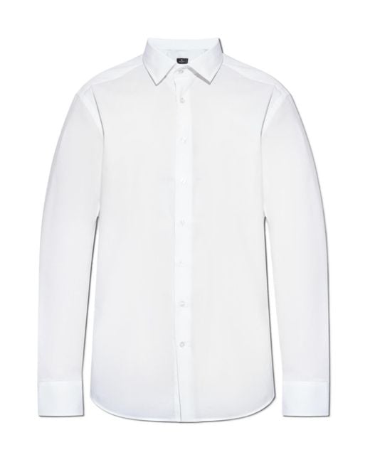 Etro White Buttoned Curved Hem Shirt for men