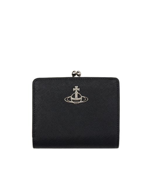Vivienne Westwood Black Logo Plaque Wallet for men