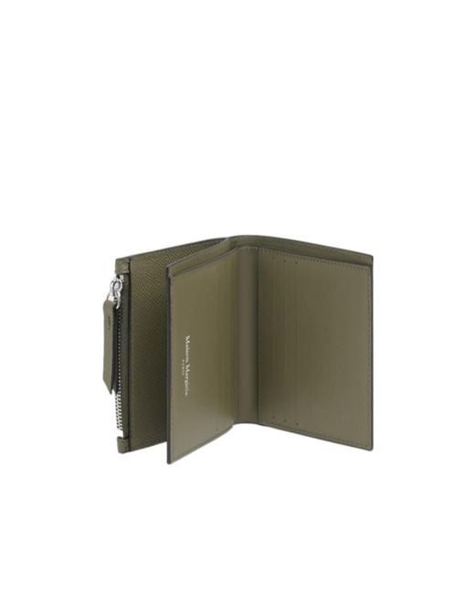 Maison Margiela Green Four Stitches Zipped Wallet for men