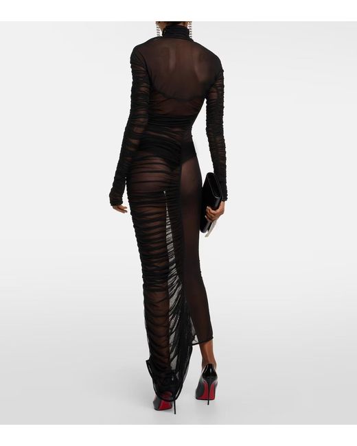Mugler Black Pleated Perspective Dress