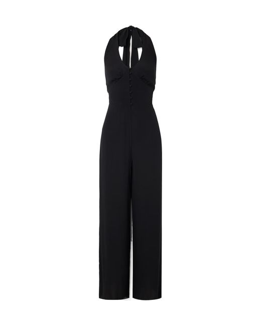 Rixo Black Shana Crepe Haltnerneck Jumpsuit