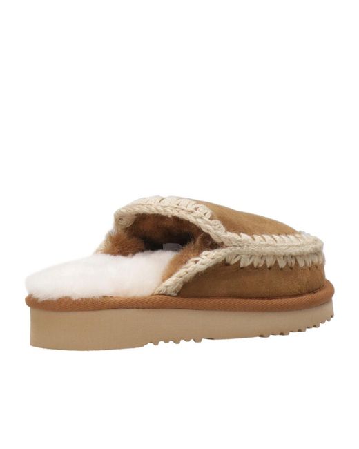 Mou Brown Crochet Slip-On Sandals