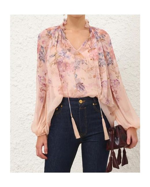 Zimmermann Pink Valiant Billow Blouse