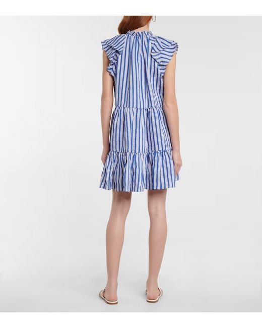 Veronica Beard Blue Striped Printed Dress