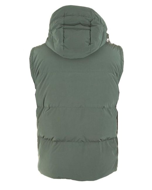 Paul & Shark Green Logo Patch Hooded Down Jacket for men