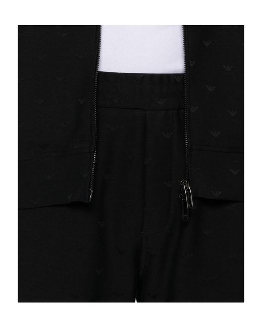 Emporio Armani Black Elastic Waist Sports Pants for men