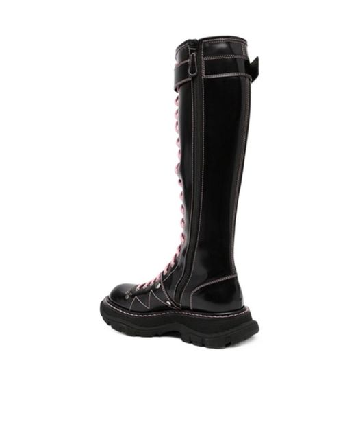 McQueen Black Tread Lace-Up Boots