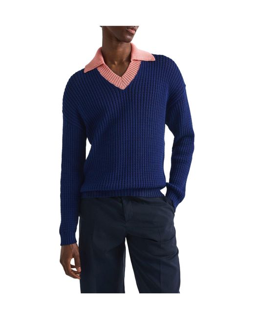 Fendi Blue V-Neck Knit Sweater for men