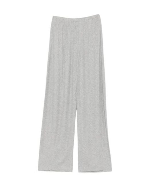 Nanushka Gray Zoela Ribbed Barrel-Leg Trousers