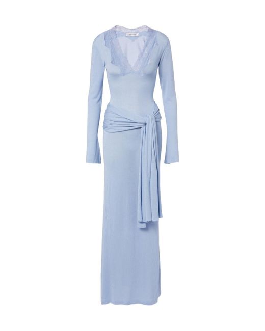 AYA MUSE Blue Lace-Trimmed Maxi Dress