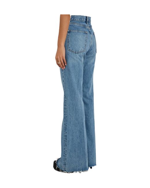 FRAME Blue Mid-Rise Flared Jeans