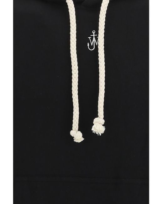 J.W. Anderson Black Jw Anderson Logo Embroidered Drawstring Hoodie for men