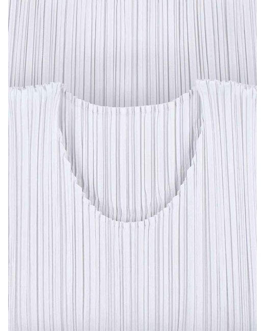 Pleats Please Issey Miyake White Pleats Please Issey Miyake Crewneck Sleeveless Top