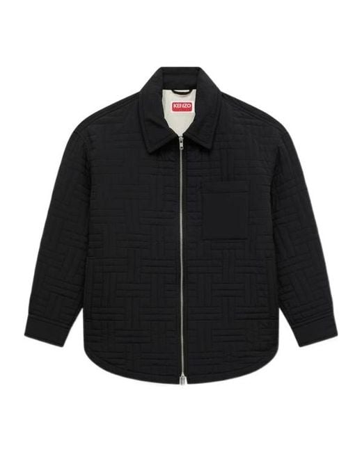 KENZO Black Zip-Up Quilted Jacket