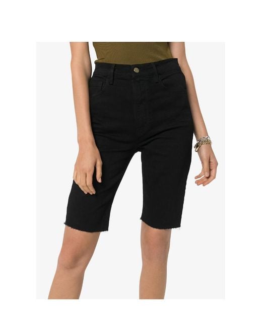 FRAME Black Le Vintage Bermuda Raw-Edge Shorts
