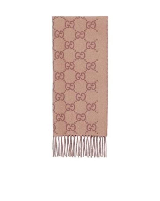 Gucci Pink Gg Fringed Edge Scarf