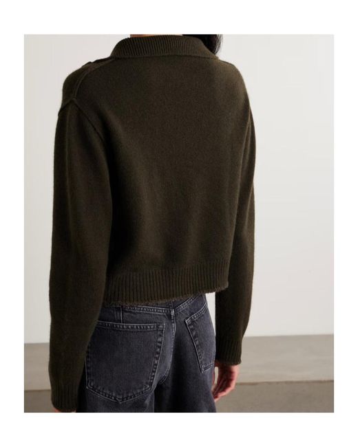 Re/done Black Frayed Wool And Cashmere-Blend Half-Zip Sweater