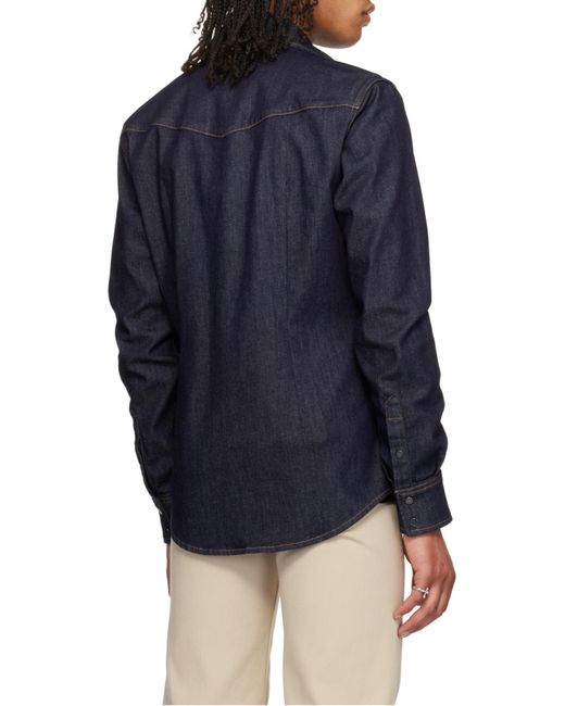 Dolce & Gabbana Blue Heraldic Emblem Denim Shirt for men