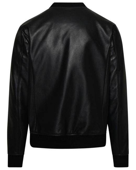 Philipp Plein Black Embossed-Logo Leather Jacket for men