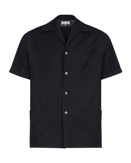 Maison Margiela Black Short Sleeevd Buttoned Shirt for men