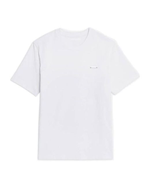 Helmut Lang White Logo Embroidered Crewneck T-Shirt for men