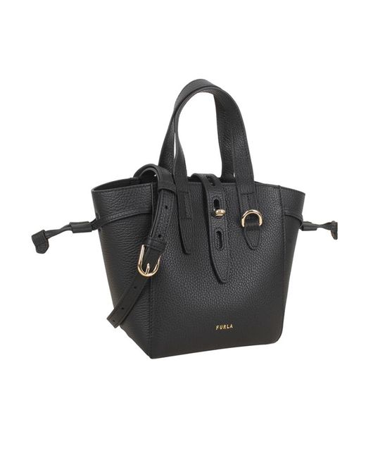 Furla Black Mini Net Leather Tote Bag