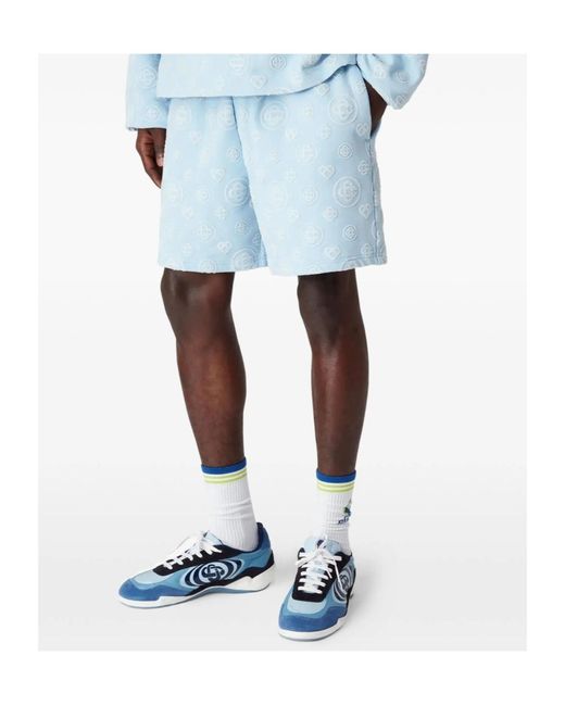 Casablanca Blue Monogram Print Shorts for men