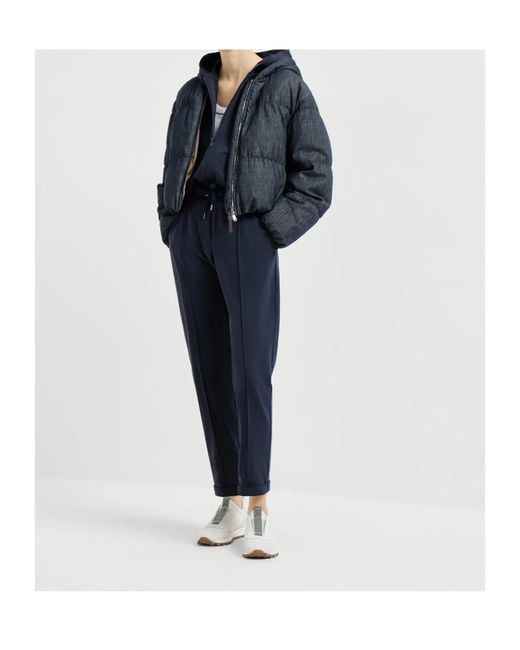 Brunello Cucinelli Blue Cotton-Blend Drawstring Sweatpants
