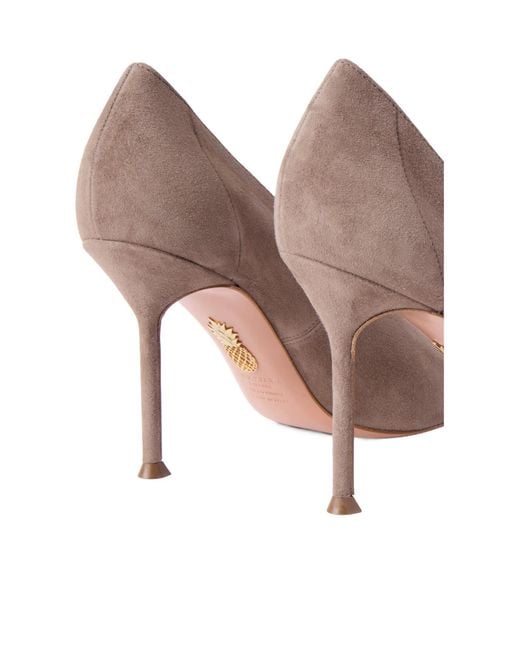 Aquazzura Brown Voltaire 85 Suede Pumps