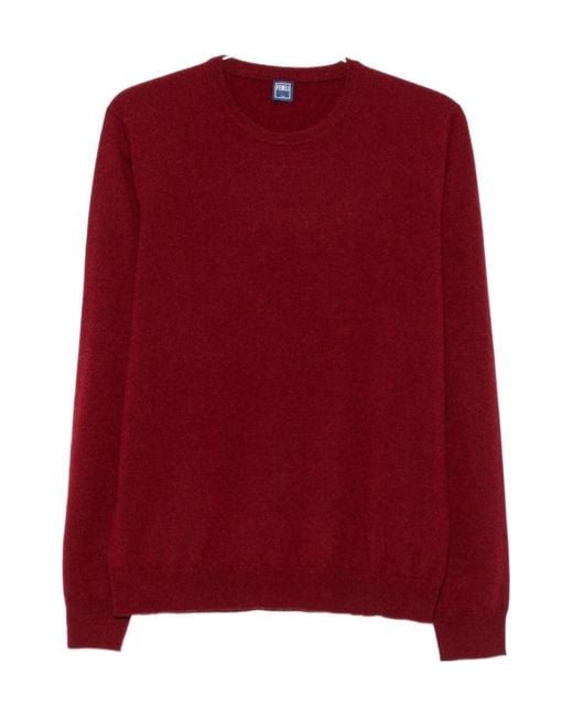 Fedeli Red Crew-Neck Sweater for men