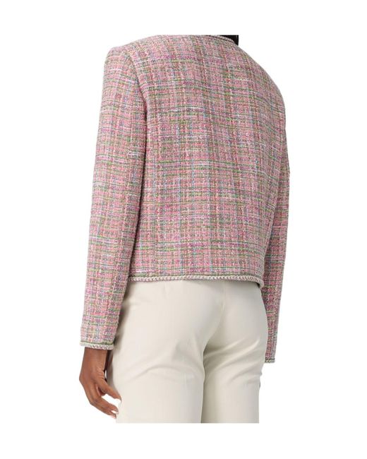 Etro Pink Button-Up Tweed Jacket