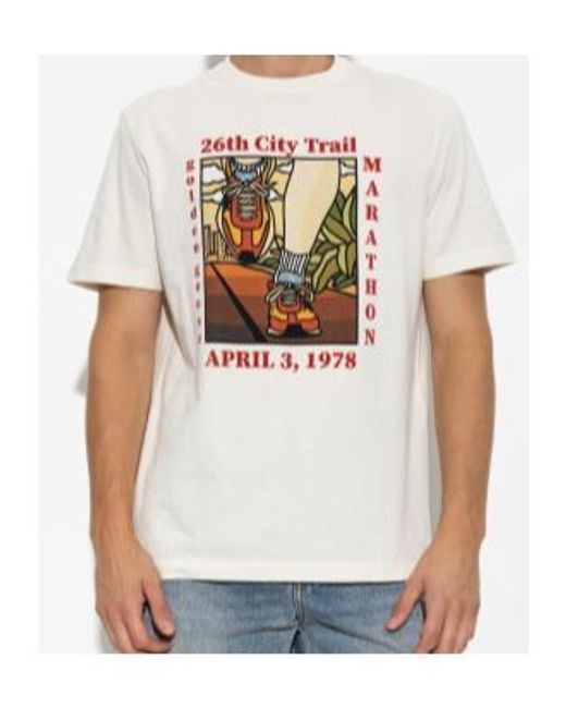 Golden Goose Deluxe Brand White Marathon Print T-Shirt for men