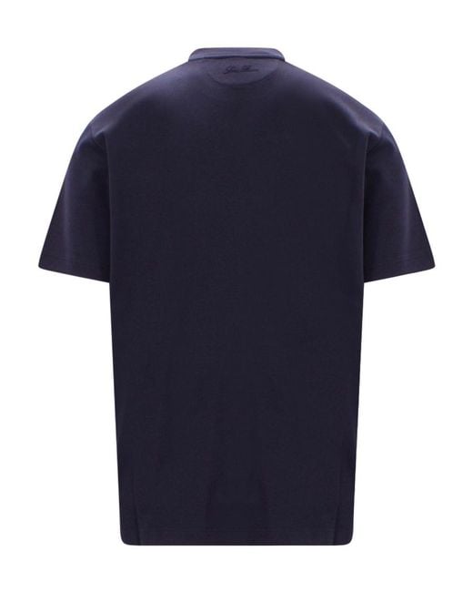 Loro Piana Blue Short-Sleeved Crewneck T-Shirt for men