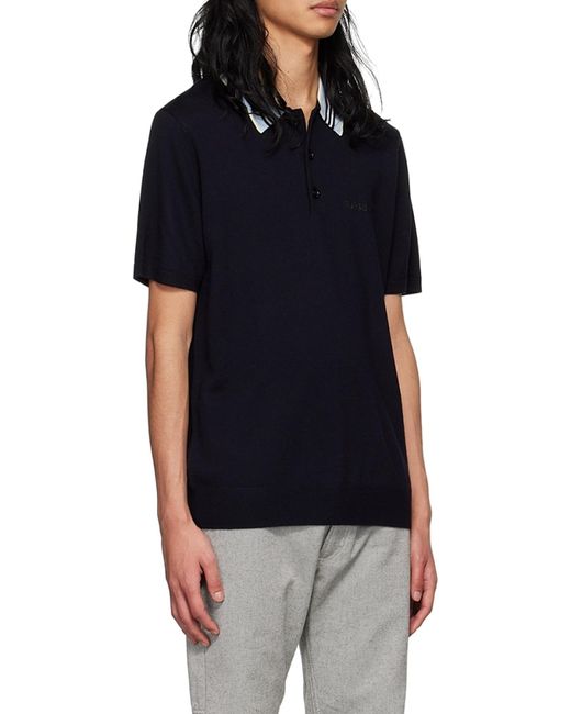 Burberry Black Icon Stripe Polo Shirt for men