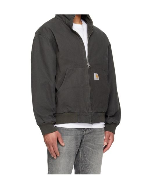 Carhartt Gray Ravon Logo-Patch Zip-Up Jacket for men