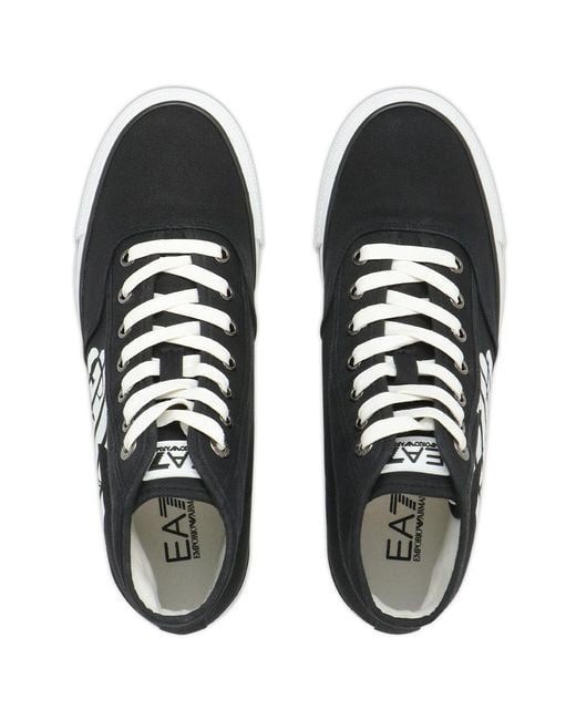 EA7 Black Logo High-Top Casual Sneakers for men