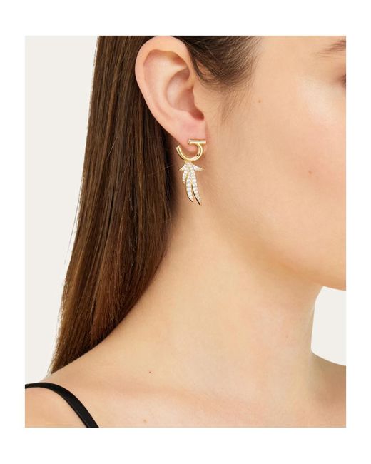 Ferragamo Metallic Ferragamo Eyewear Crystal Drop Earrings