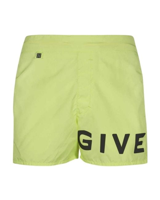 Givenchy Green Logo Printed Swimming Shorts for men