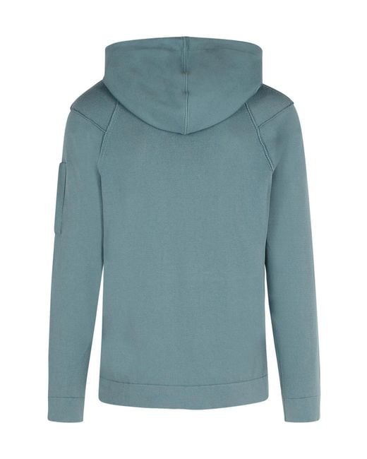 C P Company Blue Lens Detailed Drawstring Hoodie for men